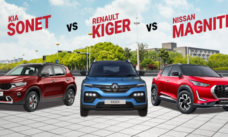 Kia Sonet 2024 vs Renault Kiger vs Nissan Magnite