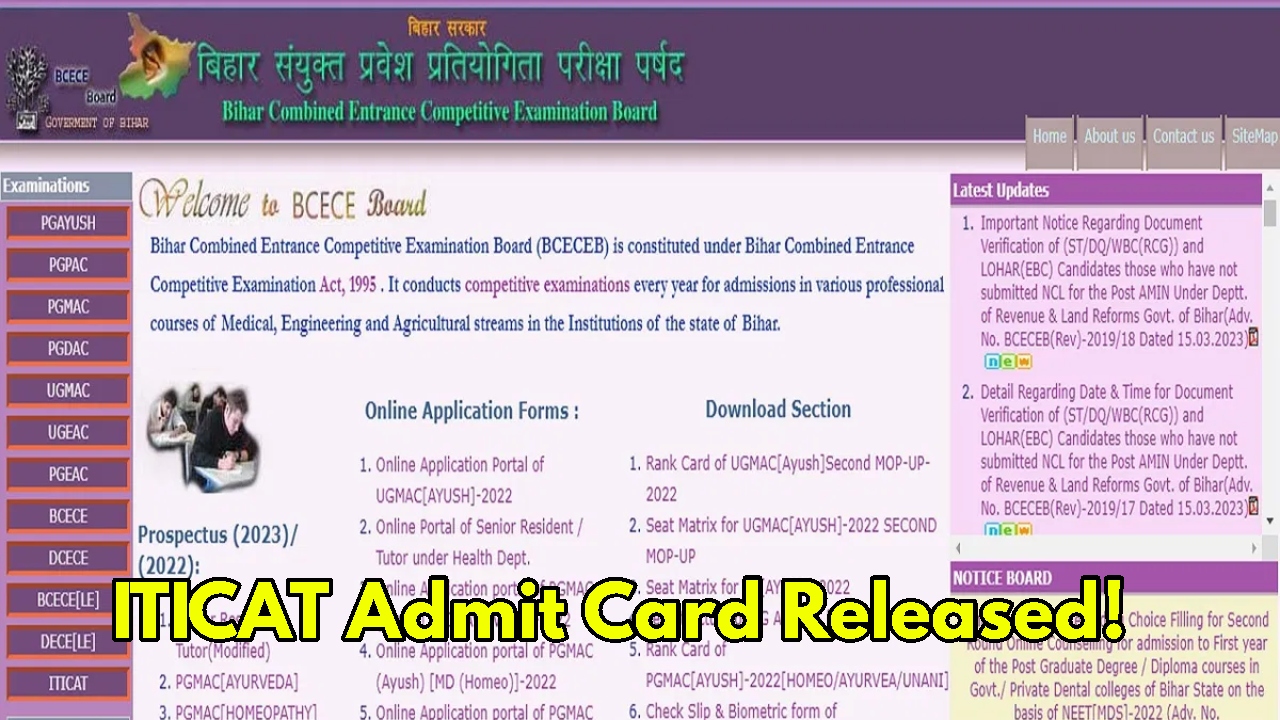 Bihar ITICAT 2025 Admit Card...