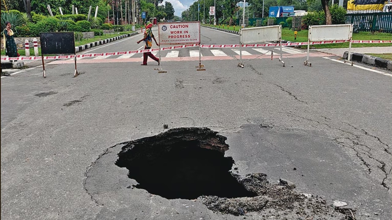 Chandigarh road condition worsens amidst monsoon - 13 locations saw the worst damage